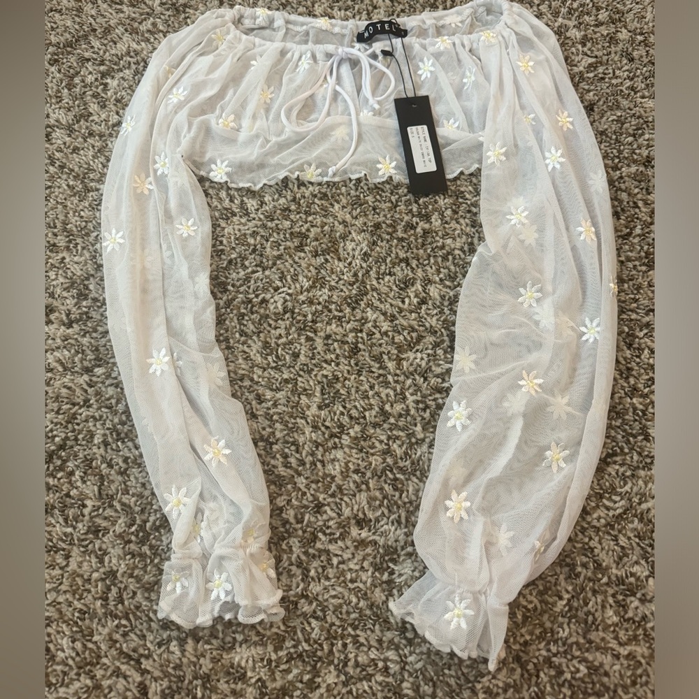 Motel Salima Daisy Cropped Mesh Top